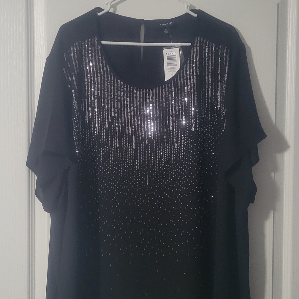 Torrid Black Sequin Blouse